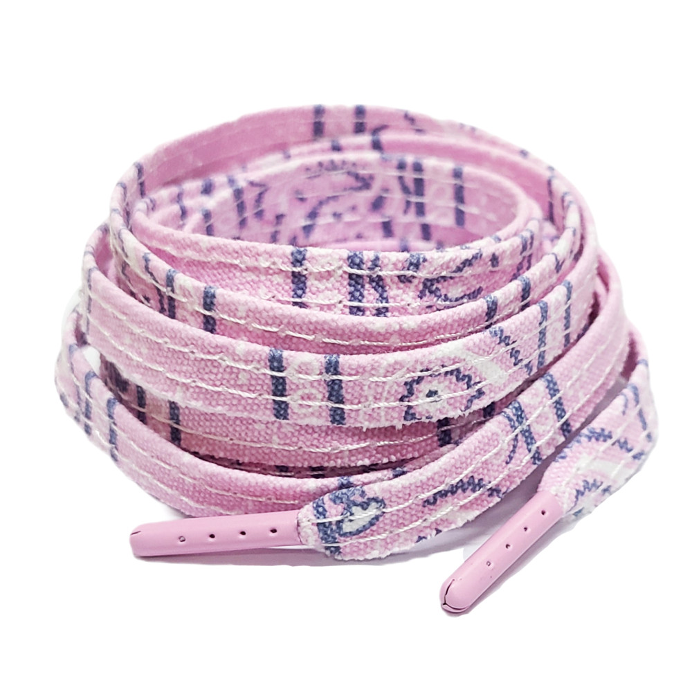 Pink Bandana Paisley Fabric Flat Shoelaces - For Dunk SB - 140cm -